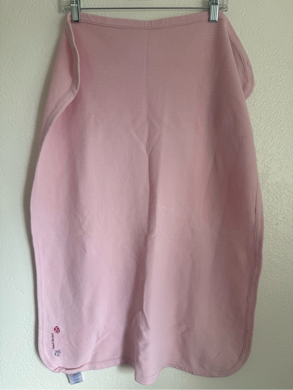 Baby Connection Pink Waffle Weave Baby Blanket Ladybug Flower Love You Cotton